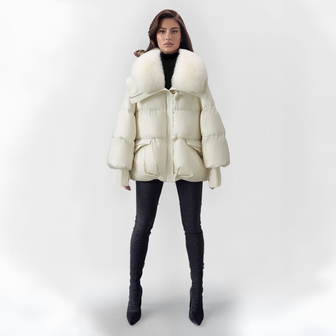 Women's Fur Collar Puffer Jacket – Hooded Long Quilted Jacket