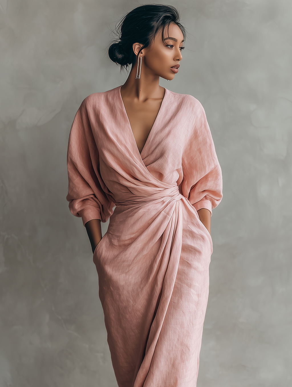 Women's V-Neck Maxi Dress – Flowy Minimalist Summer Dress
