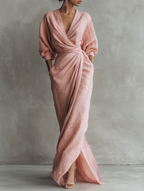 Women's V-Neck Maxi Dress – Flowy Minimalist Summer Dress