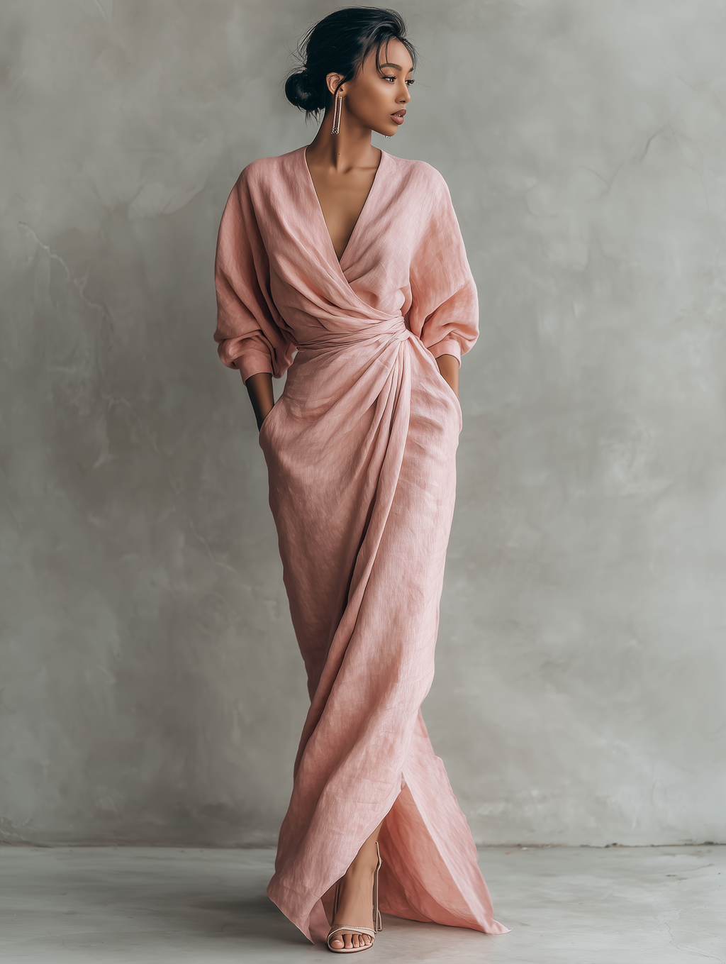 Women's V-Neck Maxi Dress – Flowy Minimalist Summer Dress