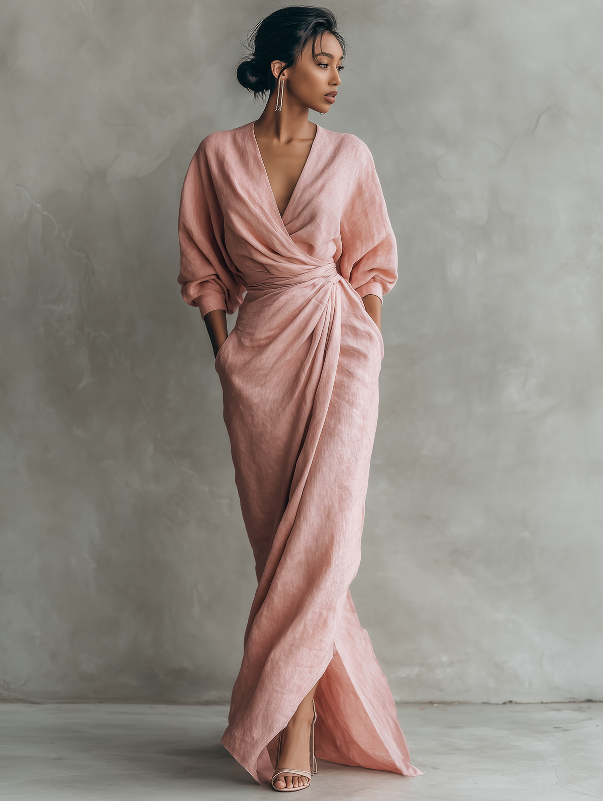 Women's V-Neck Maxi Dress – Flowy Minimalist Summer Dress
