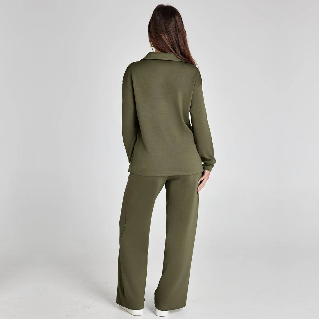Women's Relaxed Co-Ord Set – Wide Leg Lounge Outfit