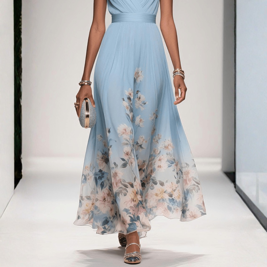 Women's Wedding Guest Floral Maxi Dress – Flowy Summer Occasion Dress