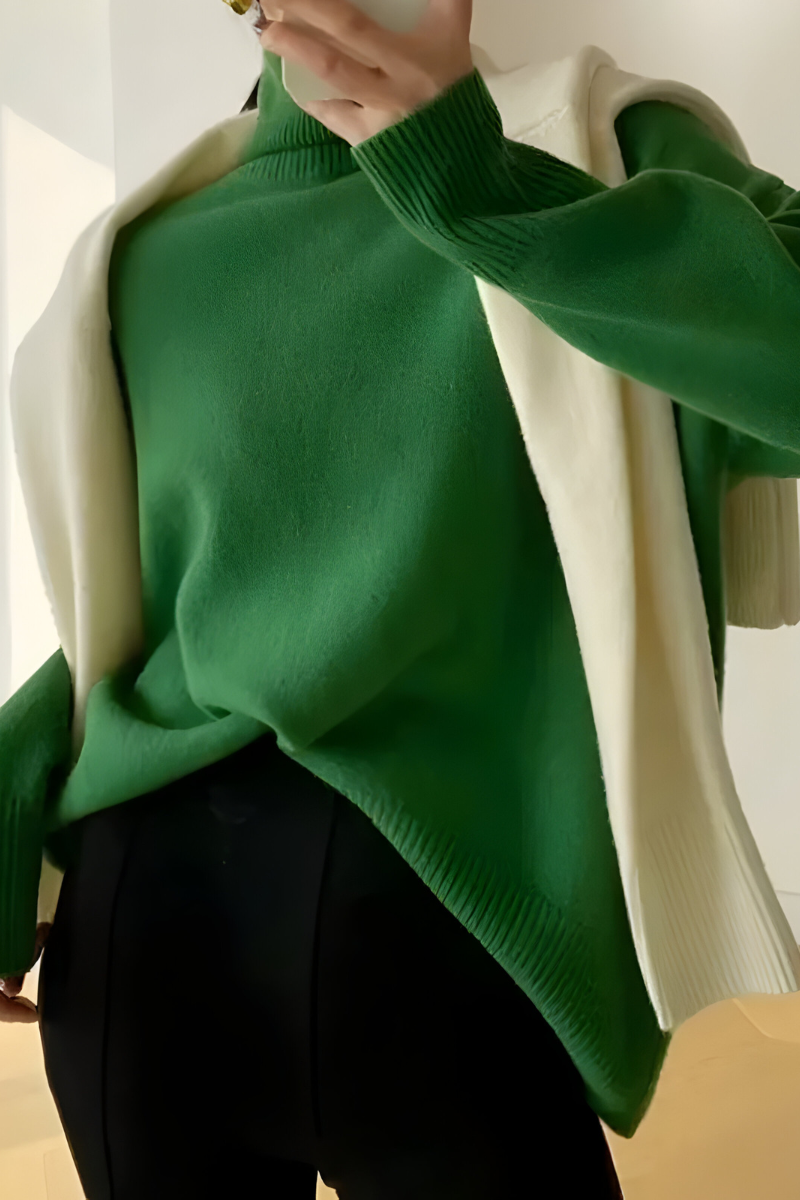 Women's Roll Neck Sweater – High Neck Long Sleeve Knit Pullover
