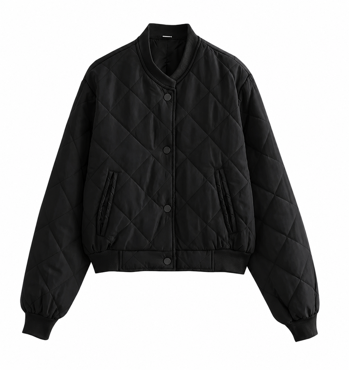 Women's Quilted Bomber Jacket – Padded Zip-Up Casual Jacket