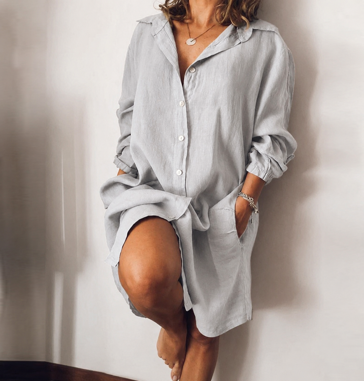 Women's Tunic Button Blouse – Relaxed Longline Shirt Blouse