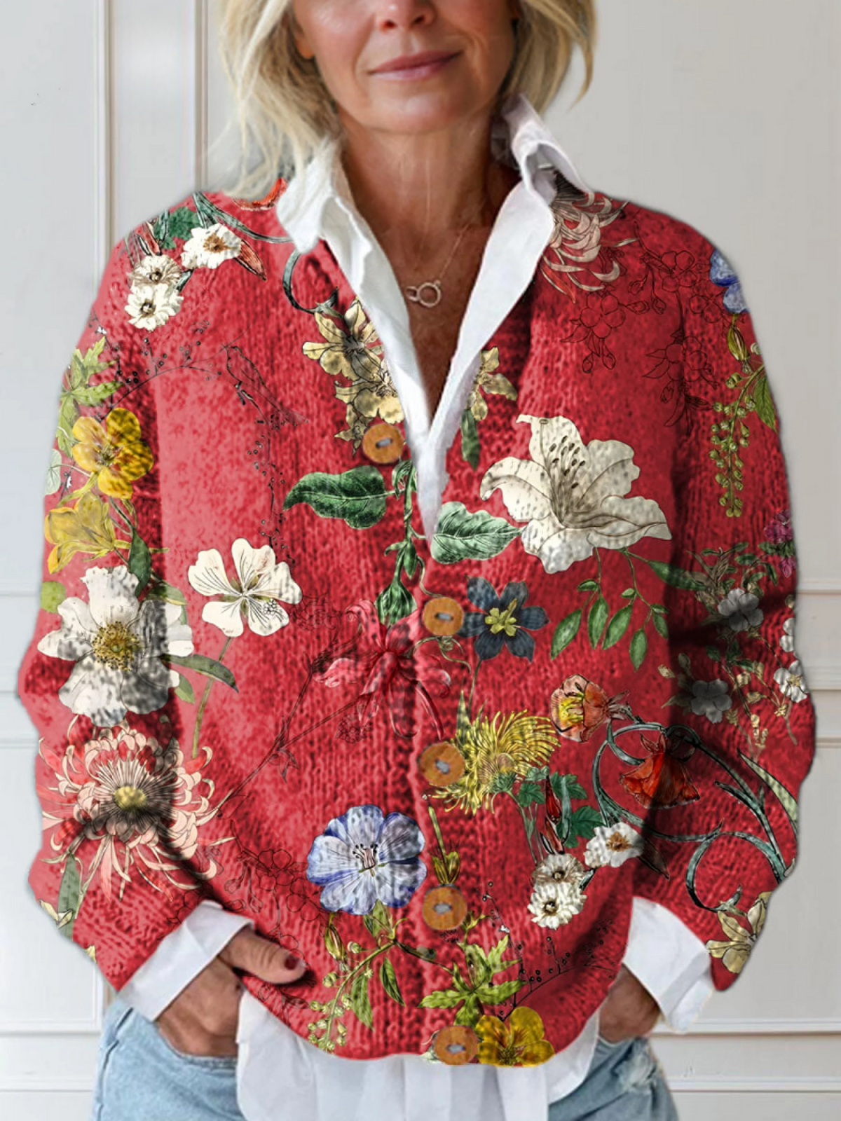 Women's Vintage Floral Cardigan – Button Front Cardigan – Maëlle