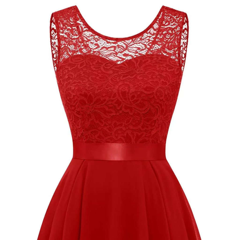 Women's Wedding Guest High-Low Midi Dress – Flowy Asymmetrical Occasion Dress