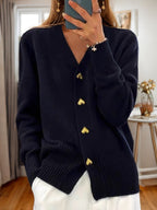 Women's Heart Button Knit Cardigan – Soft Everyday Sweater