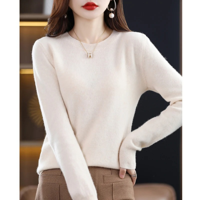 Women's Classic Crew Neck Sweater – Soft Long Sleeve Knit Pullover