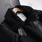 Women's Faux Shearling Jacket – Cropped Winter Aviator Jacket