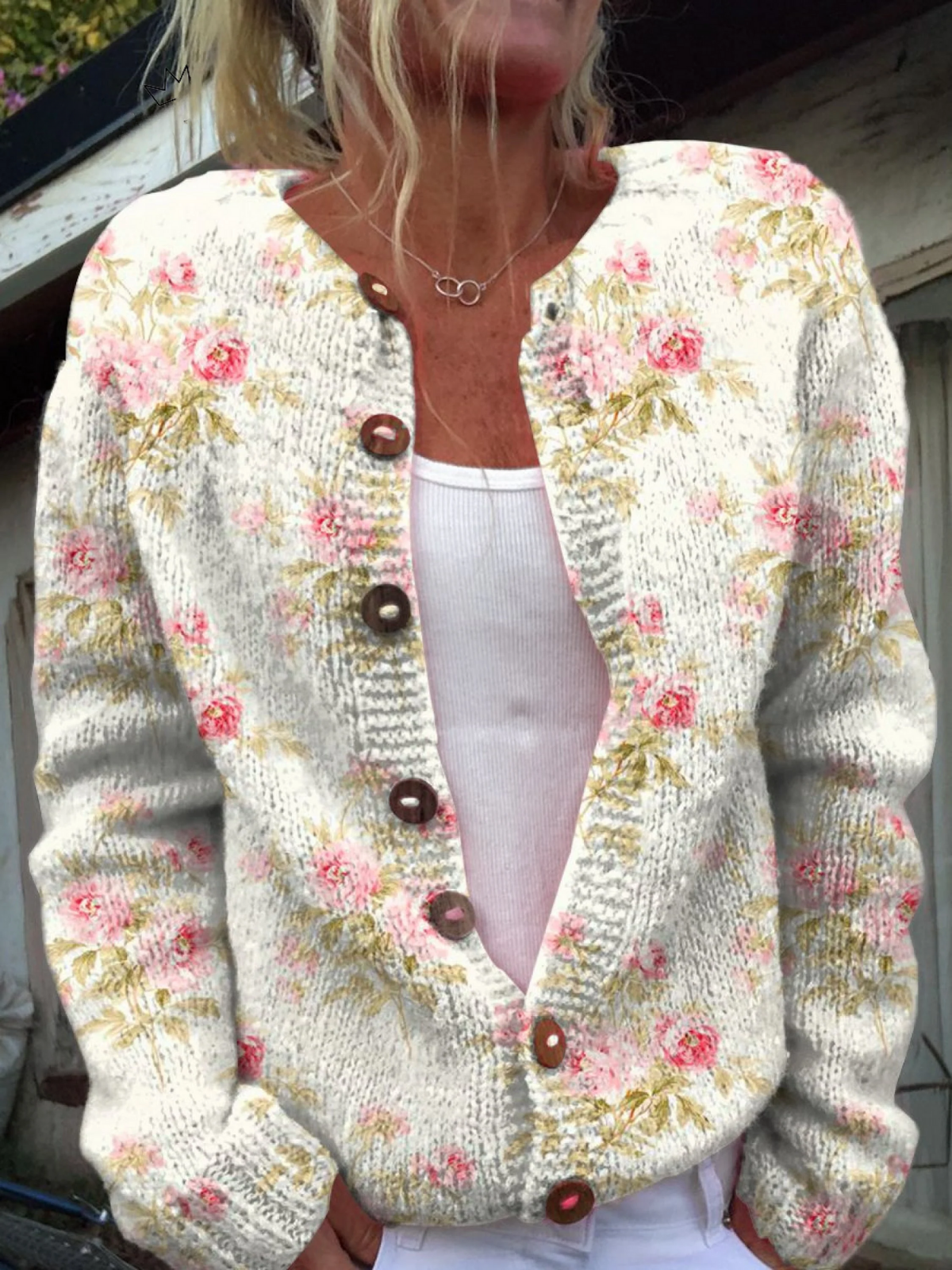 Women's Floral Print Cardigan – Button Front Cardigan – Brinley