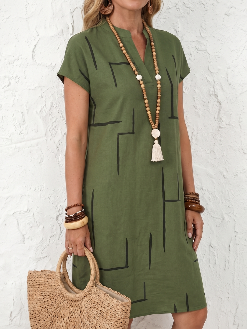 Women's Printed Day Dress – Relaxed Flowy Everyday Dress