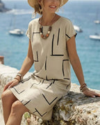 Women's Relaxed Vacation Dress – Flowy Printed Summer Dress