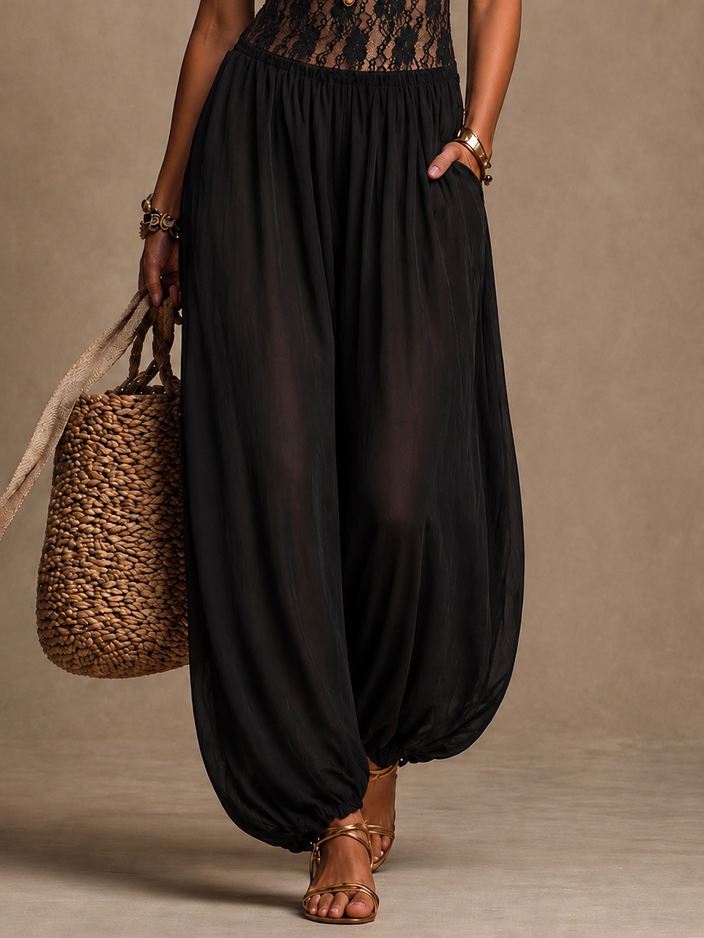 Women's Lace Halter Jumpsuit – Lace Bodice Wide Leg Evening Jumpsuit