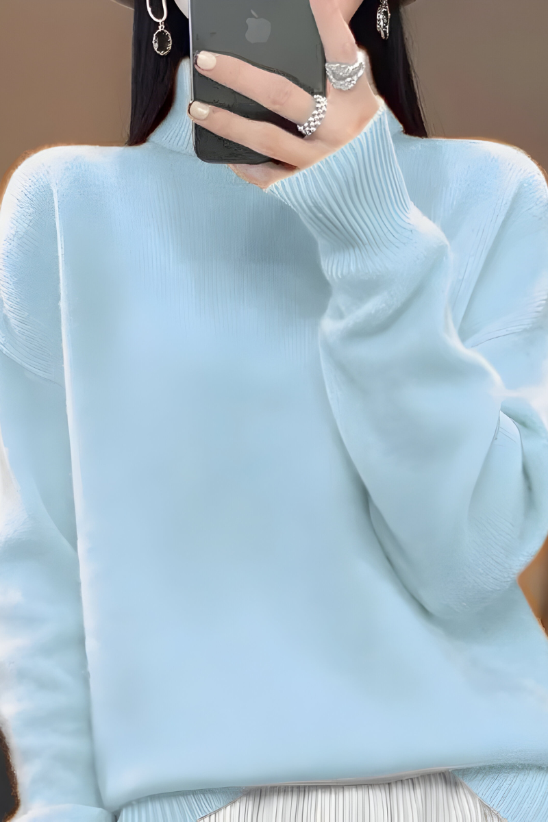Women's Roll Neck Sweater – High Neck Long Sleeve Knit Pullover