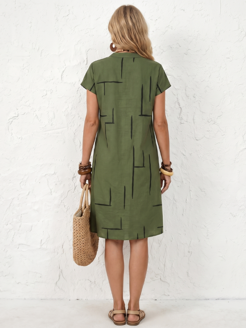 Women's Printed Day Dress – Relaxed Flowy Everyday Dress