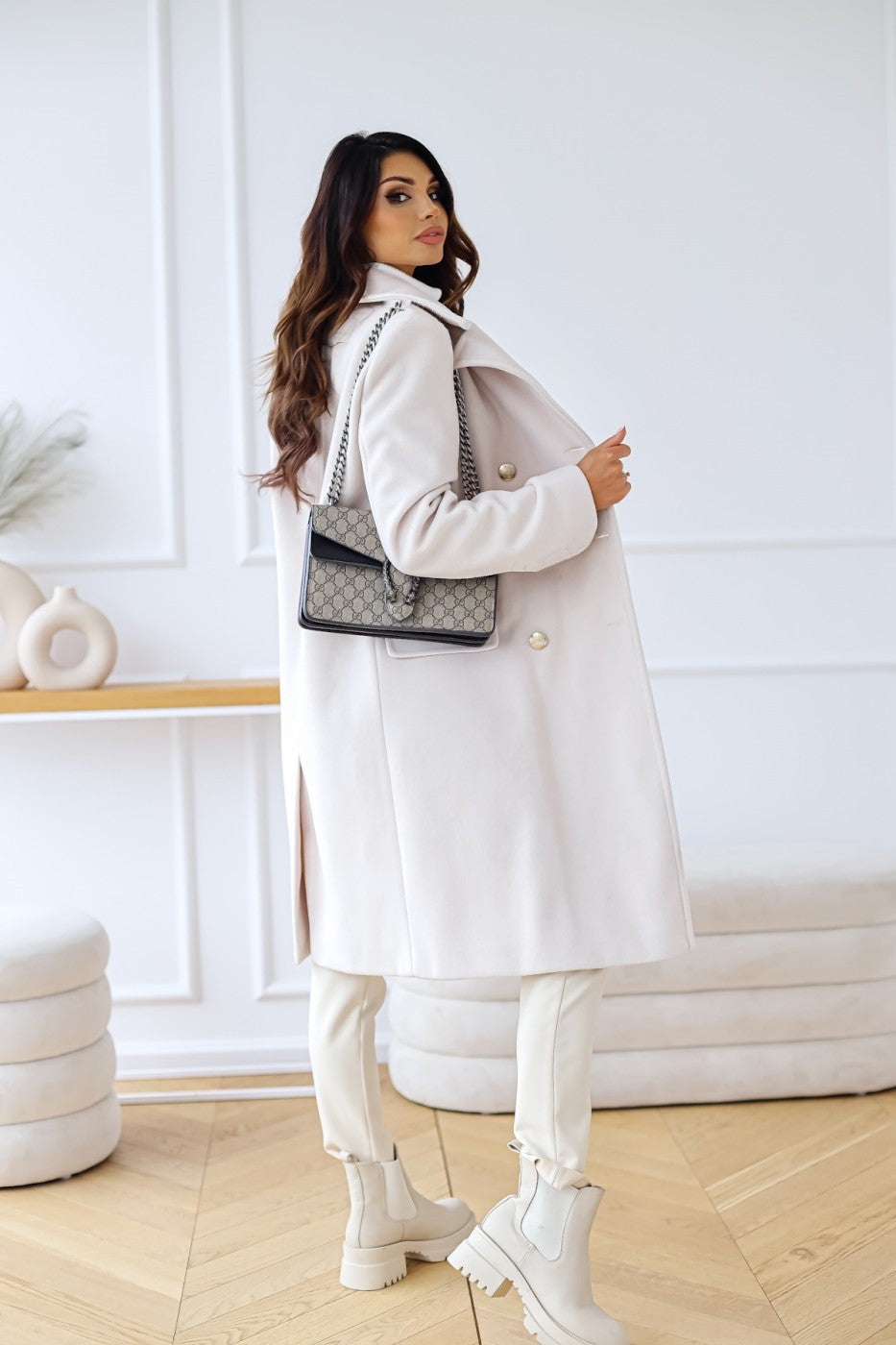 Women's Double-Breasted Overcoat – Classic Long Winter Coat