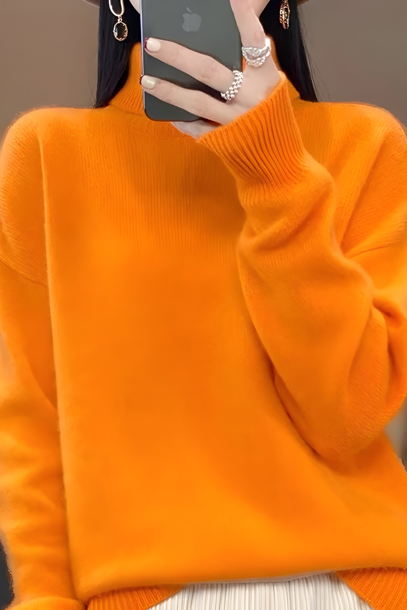 Women's Roll Neck Sweater – High Neck Long Sleeve Knit Pullover