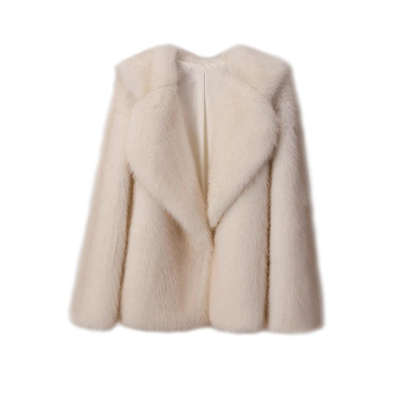 Women's Oversized Faux Fur Coat – Fluffy Winter Statement Jacket