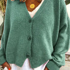 Women's V-Neck Button Cardigan – Classic Long Sleeve Cardigan