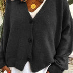 Women's V-Neck Button Cardigan – Classic Long Sleeve Cardigan