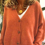 Women's V-Neck Button Cardigan – Classic Long Sleeve Cardigan