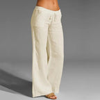 Women's Lightweight Drawstring Trousers – Relaxed Wide Leg Summer Pants