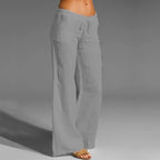 Women's Lightweight Drawstring Trousers – Relaxed Wide Leg Summer Pants