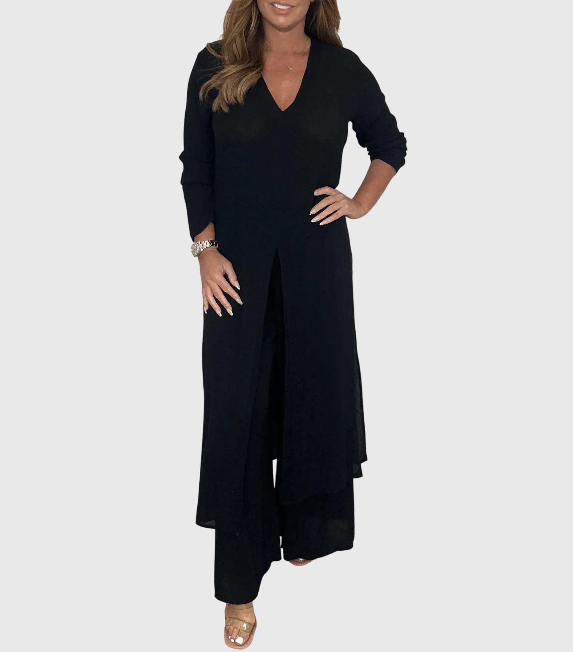 Women's Elegant Wide Leg Set – Matching Two-Piece Set – Naomi
