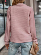 Women's V-Neck Half-Zip Sweater – Zip Collar Knit Pullover