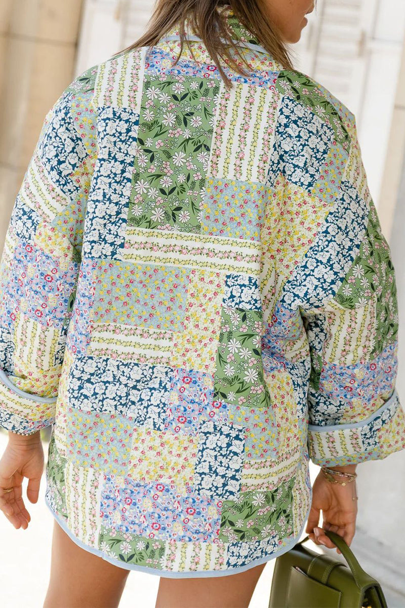 Women's Floral Cardigan – Open Front Pocket Long Sleeve Cardigan