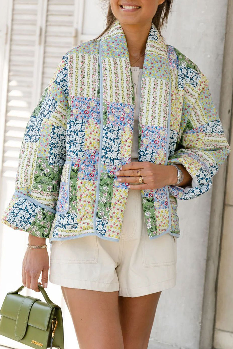 Women's Floral Cardigan – Open Front Pocket Long Sleeve Cardigan