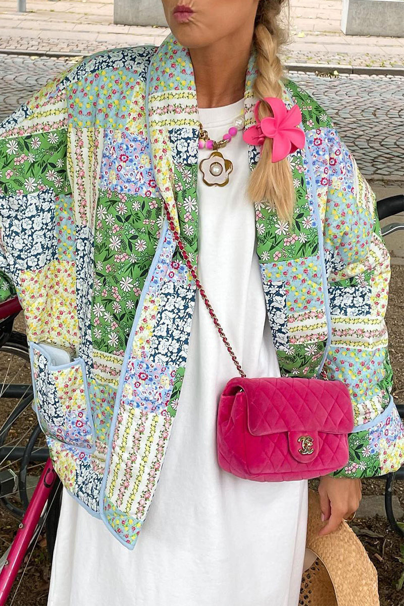 Women's Floral Cardigan – Open Front Pocket Long Sleeve Cardigan
