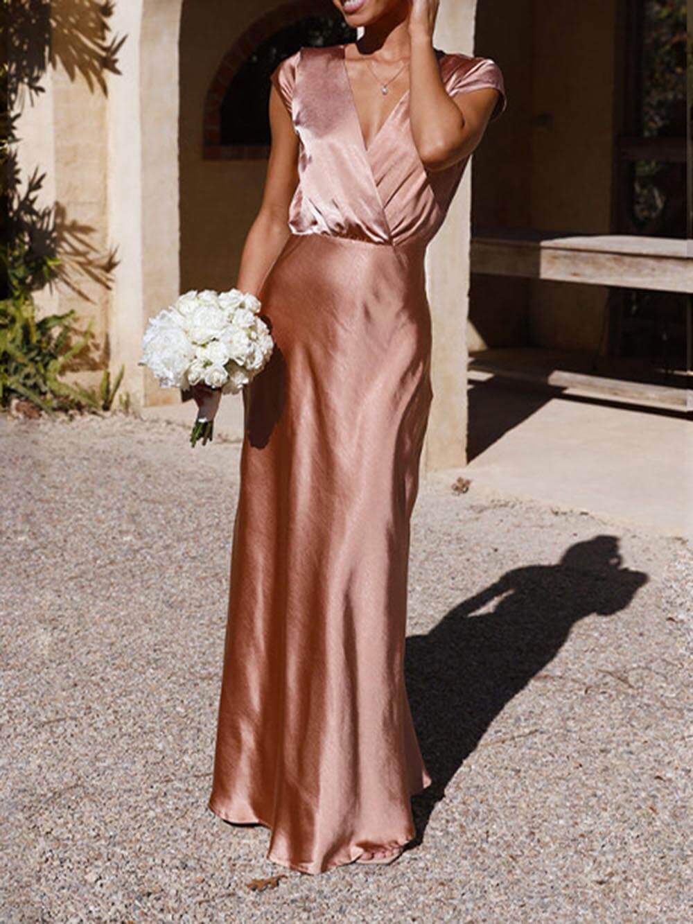 Women's Mermaid Maxi Dress – Deep V-Neck Fitted Evening Dress