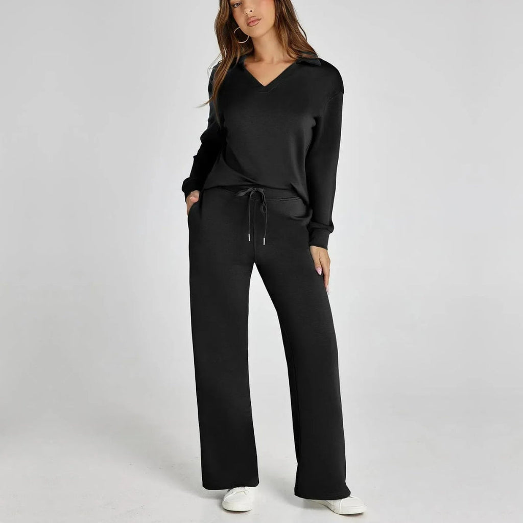 Women's Relaxed Co-Ord Set – Wide Leg Lounge Outfit