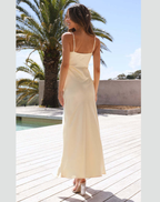 Women's Strappy Maxi Dress – Side Slit Fitted Evening Gown