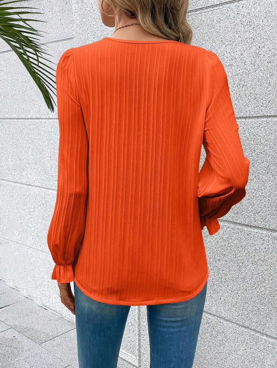 Women's Lace Detail Blouse – Crew Neck Long Sleeve Blouse