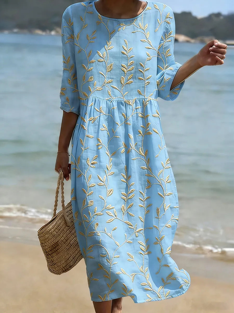 Women's Floral Midi Dress – Elegant Occasion Dress – Jade