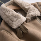 Women's Faux Shearling Jacket – Cropped Winter Aviator Jacket