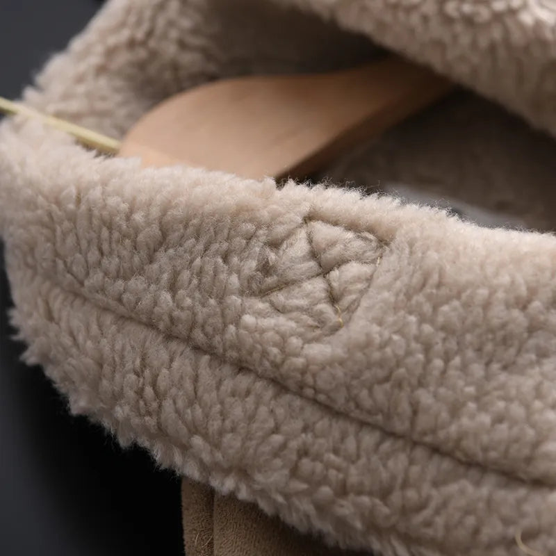 Women's Faux Shearling Jacket – Cropped Winter Aviator Jacket