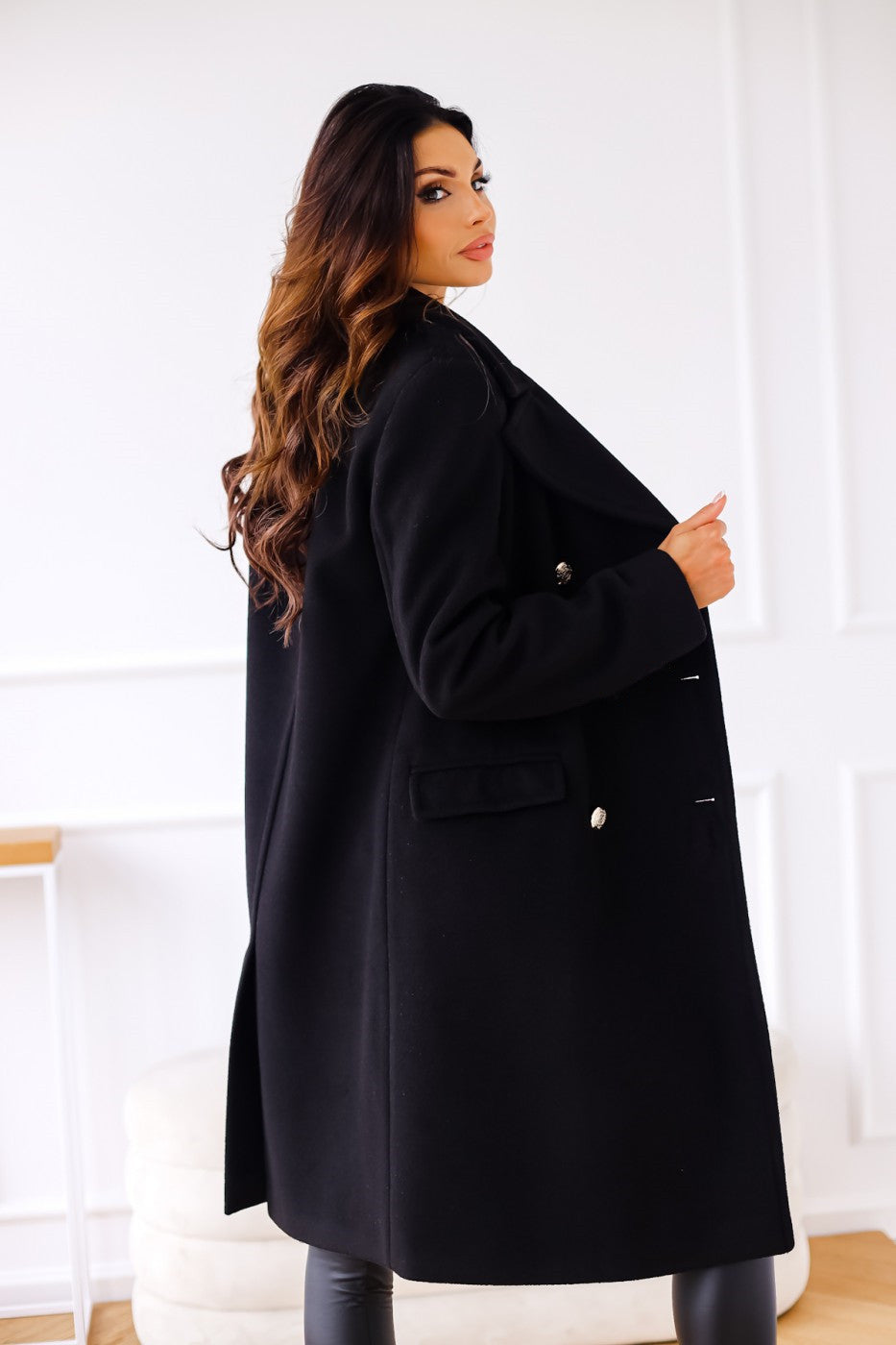 Women's Double-Breasted Overcoat – Classic Long Winter Coat