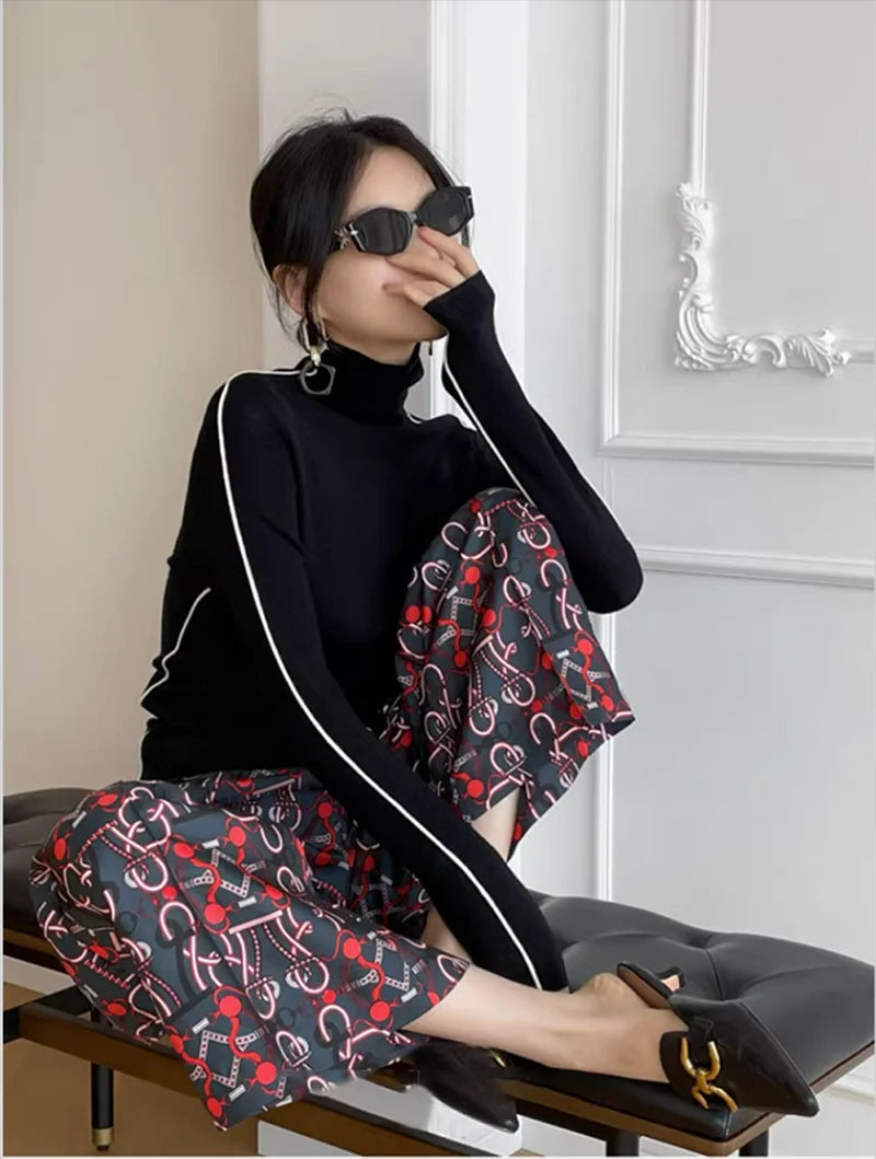 Women's Roll Neck Sweater – Fitted Long Sleeve Knit Sweater