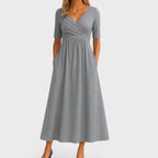 Celestine | Pleated V-Neck Midi Dress