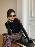 Women's Roll Neck Sweater – Fitted Long Sleeve Knit Sweater