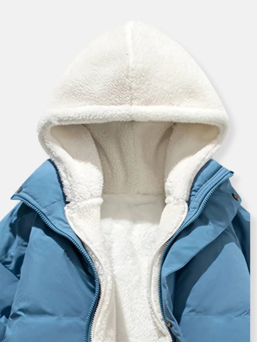 Women's Fleece Lined Jacket – Hooded Winter Zip-Up Jacket
