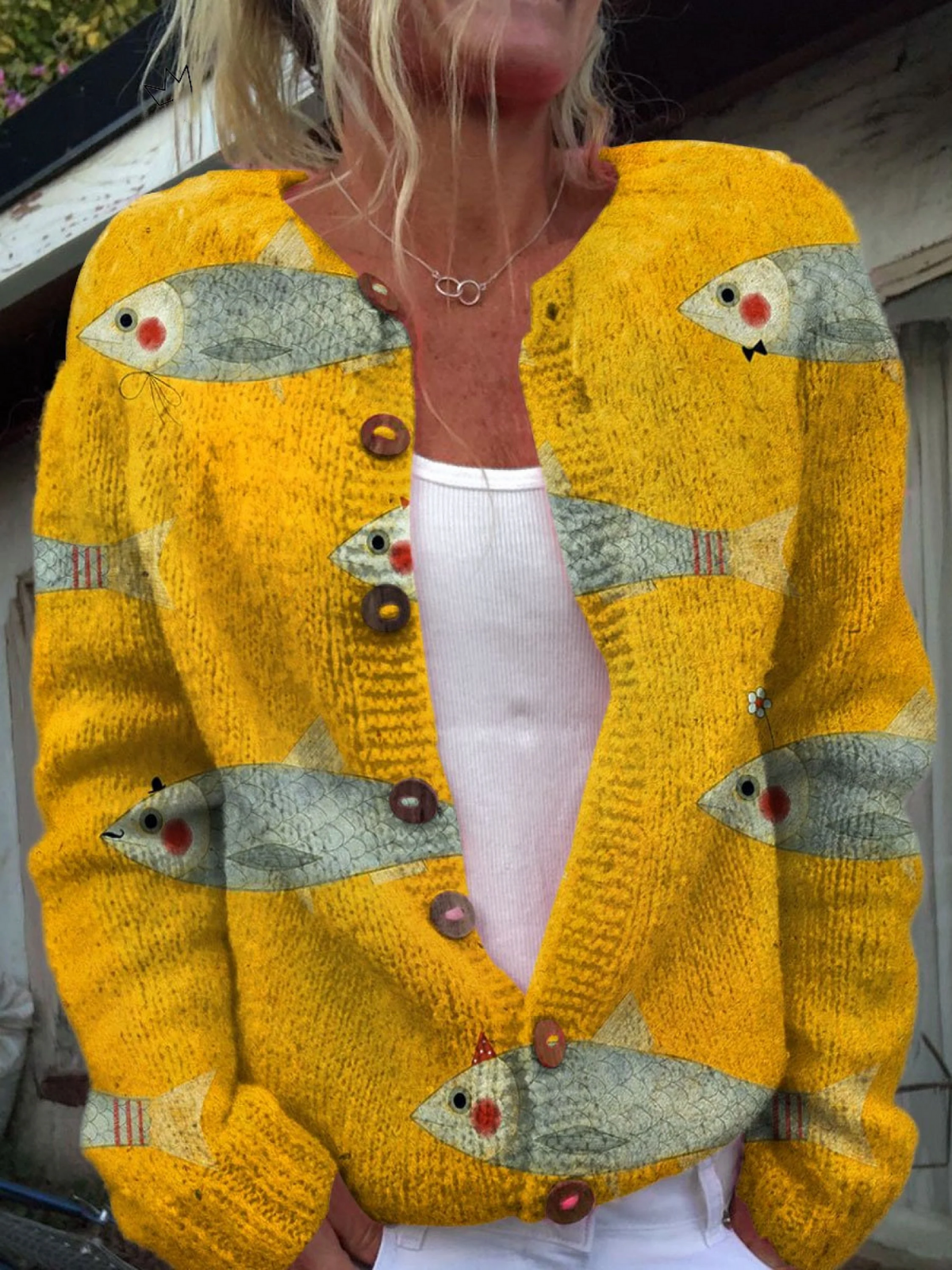Women's Vintage Print Cardigan – Button Front Cardigan – Tamsin