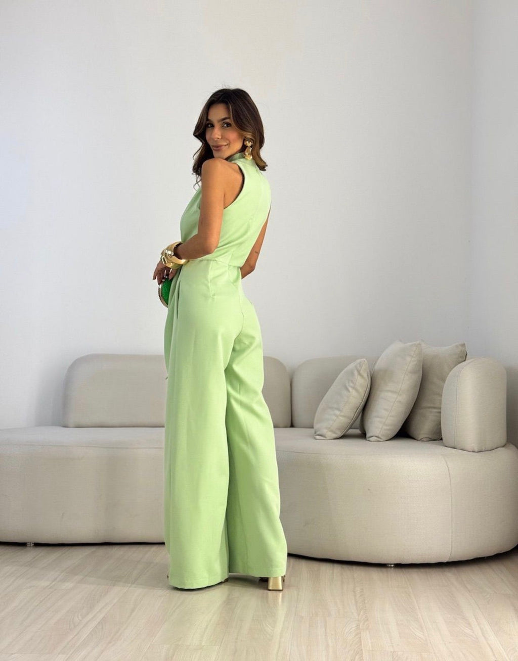 Women's Halter Neck Formal Jumpsuit – Flowy Evening Party Jumpsuit