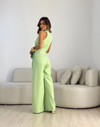 Women's Halter Neck Formal Jumpsuit – Flowy Evening Party Jumpsuit