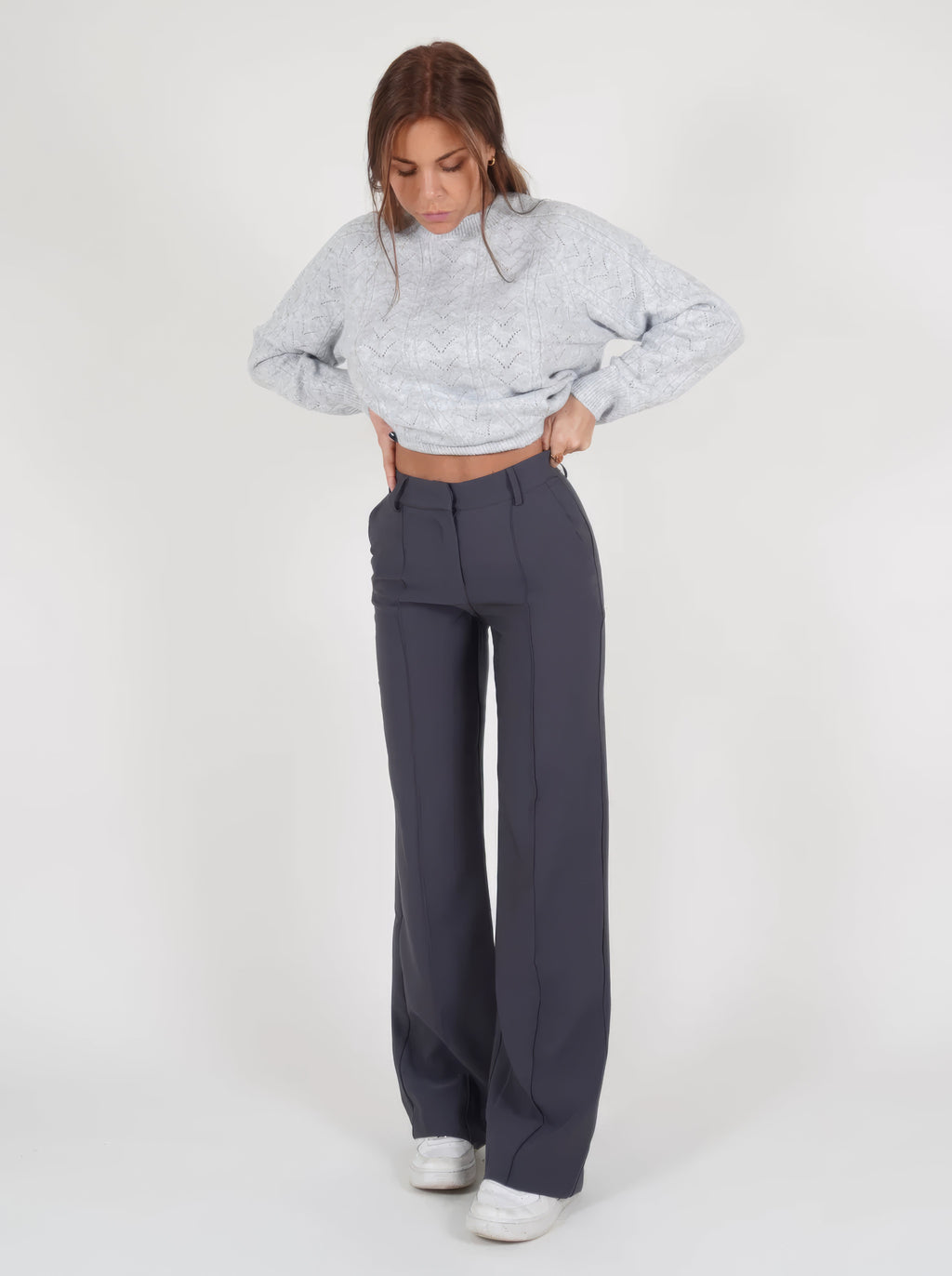 Women's Classic High Waist Trousers – Tailored Straight Leg Dress Pants